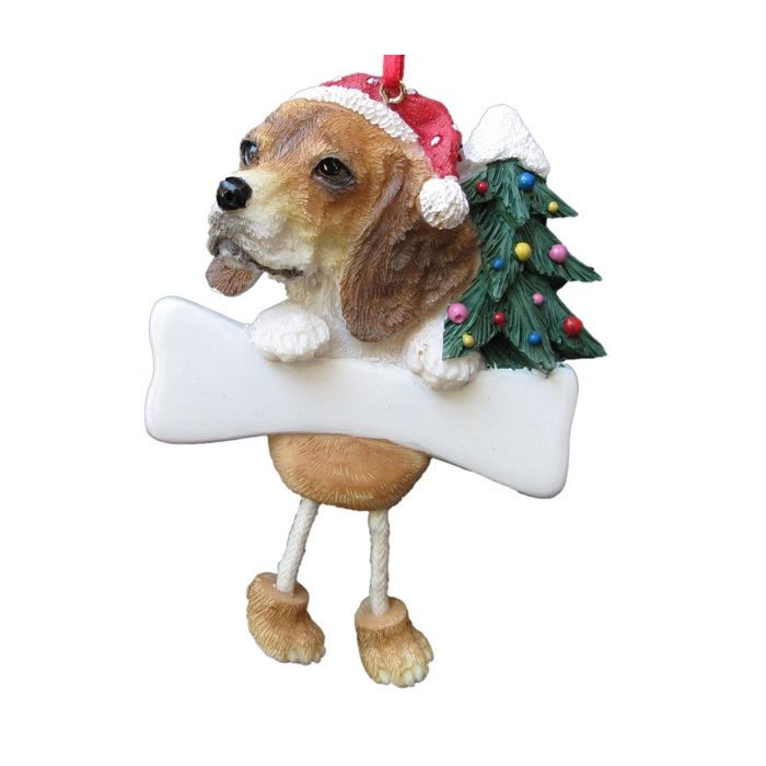 Chihuahua Tan & White Ornament with Unique Dangling Legs Hand Painted and Easily Personalized Christmas Ornament